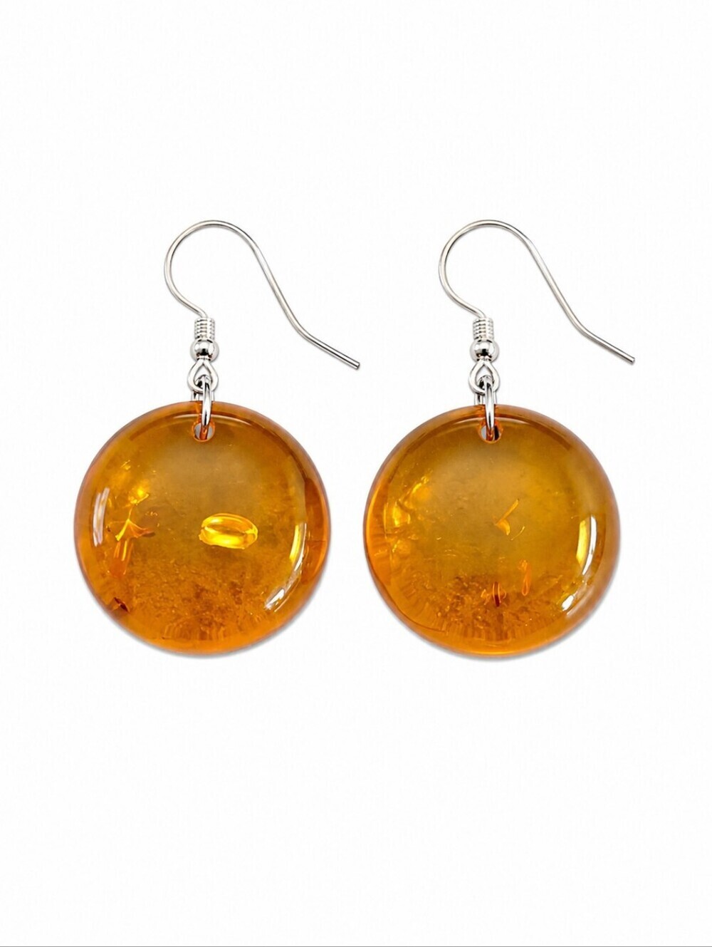 3/$30 Amber Circle Dome Dangle Hook Earrings